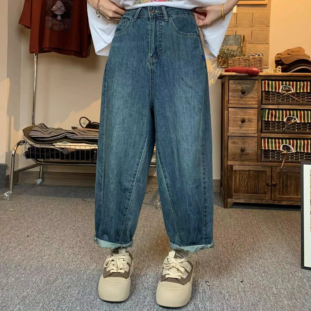 2024夏季宽松百搭休闲高腰显瘦【复古蓝]香蕉裤