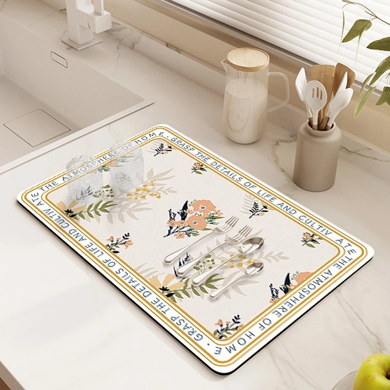 厨房沥水垫子吧台硅藻泥吸水杯垫茶台隔热垫子碗盘杯子免洗干燥垫