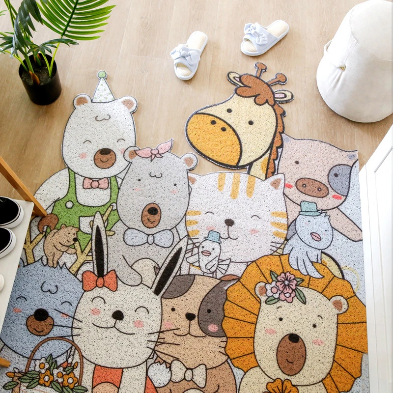 入户门垫卡通地垫门口玄关丝圈PVC脚垫可剪裁地毯进门网红家用