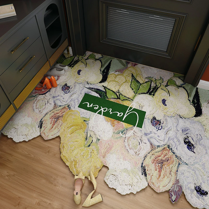 北欧入户门地垫玄关可裁剪pvc丝圈防滑耐磨进门家用地毯门口脚垫