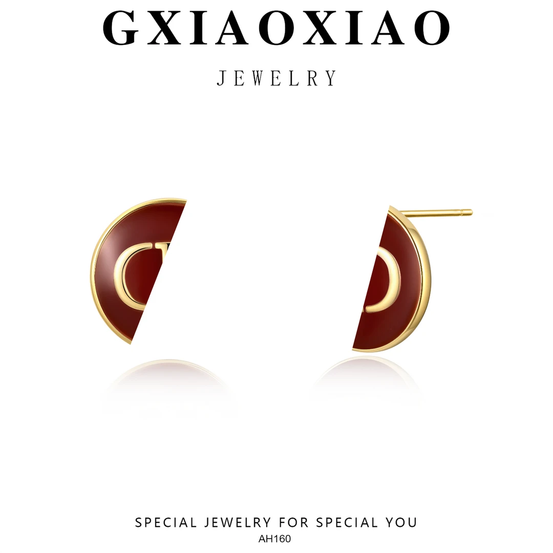 铜合金珐琅耳饰 GXX AH160 【美拉德女孩】法国设计师轻奢时尚耳环