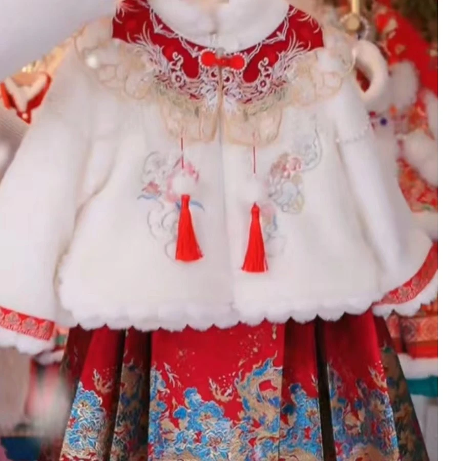 D11-25【重工马面裙】拜年服加厚童装洋气连衣裙套装