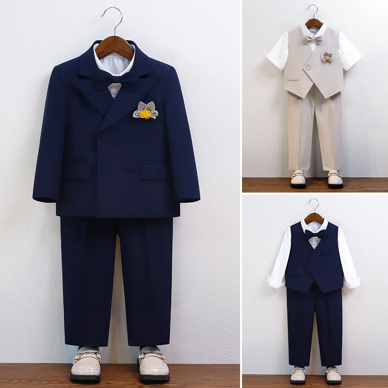 男童礼服春夏新款马甲套装儿童西装英伦婚礼花童主持走秀演出西服