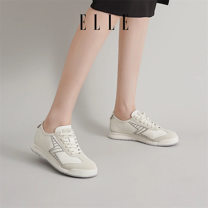 ELLE德训鞋女2024年夏季新款百搭休闲时尚板鞋透气薄款平底阿甘鞋