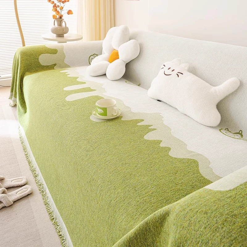 简约风一整张全包雪尼尔沙发垫2024新款坐垫子万能套罩盖布防猫抓