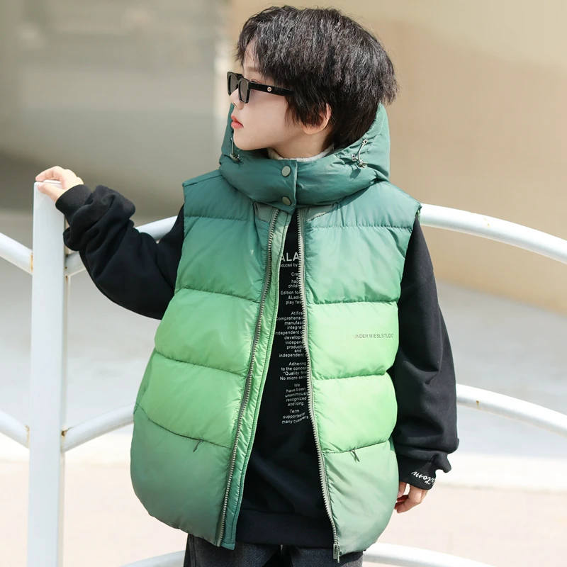 白鸭绒男童羽绒马甲2025秋冬新款儿童中大童男女孩外穿坎肩背心潮