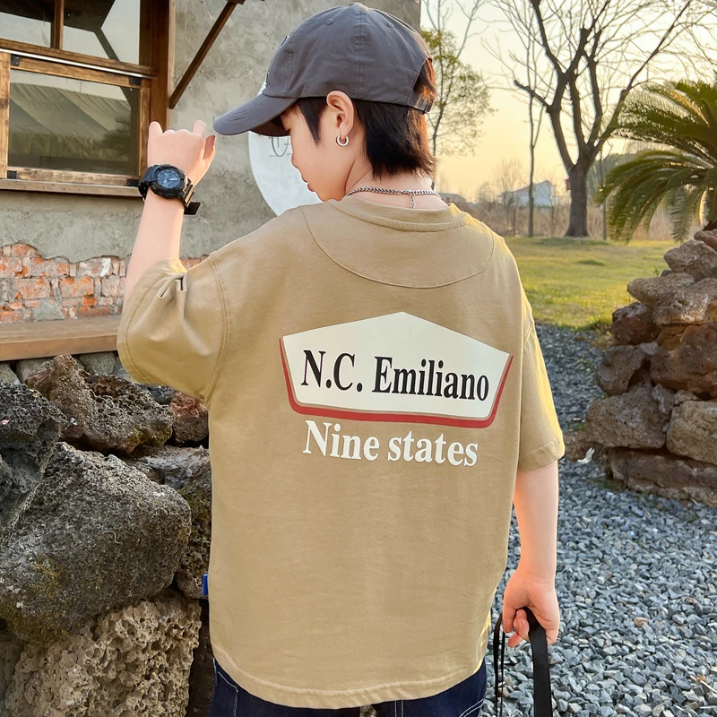 男童夏季纯棉韩版潮t恤短袖2023新款儿童夏装中大童宽松半袖体恤