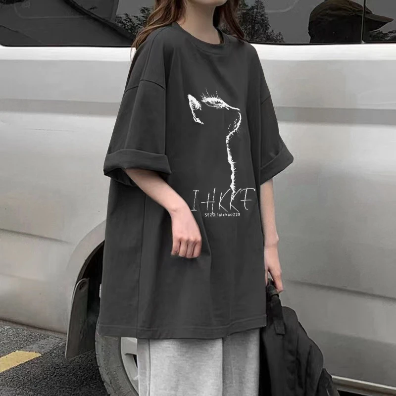 宽松纯棉正肩短袖T恤2025新款夏季多巴胺女孩穿搭美式半袖上衣潮