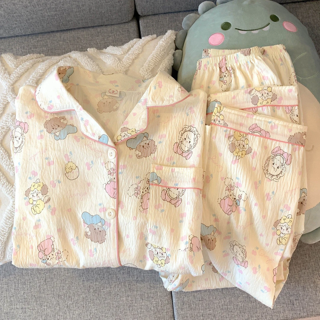 Mikko睡衣女春秋款云朵棉长袖长裤学生卡通可爱少女感家居服套装