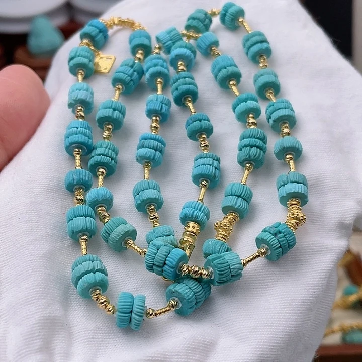 绿松石珠宝半成品18K金镶嵌阿*