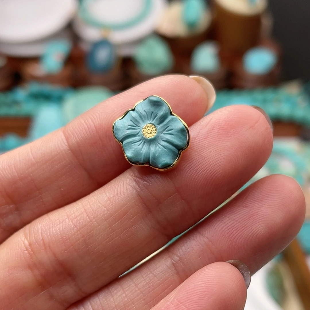 绿松石珠宝半成品18K金镶嵌
