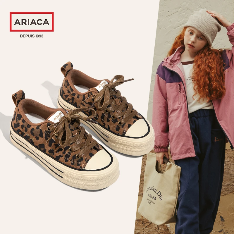 ARIACA艾芮苏女童帆布鞋轻便秋季新款小女孩豹纹童鞋儿童休闲鞋子