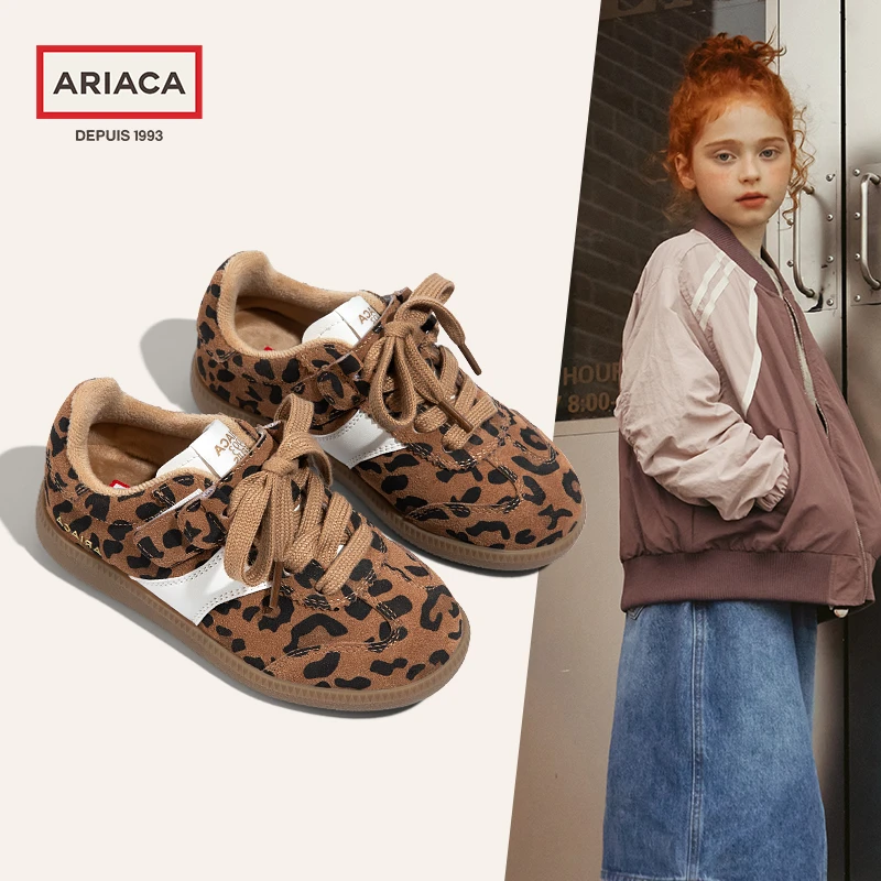 ARIACA艾芮苏女童豹纹板二鞋棉鞋冬季新款加绒保暖鞋子儿童运动鞋