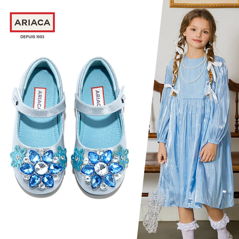 ARIACA艾芮苏女童公主鞋爱莎软底儿童水晶鞋春秋皮鞋女孩宝宝单鞋