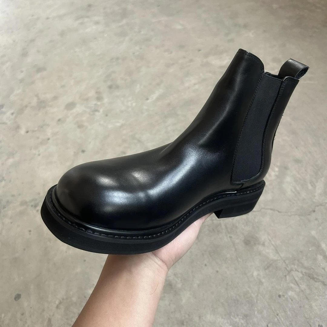 日系厚底切尔西靴子新款黑色英休闲马丁靴百搭型男高帮鞋