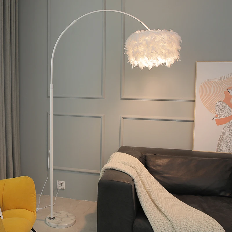 羽毛落地灯创意网红高颜值极简沙发旁边几钓鱼氛围灯床头装饰护眼