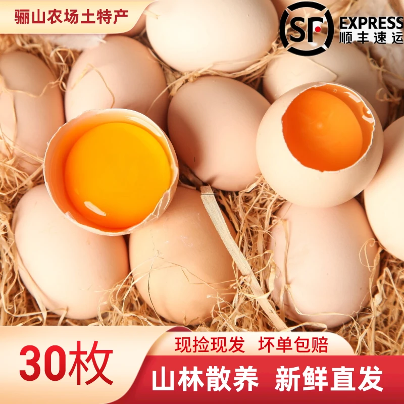 30枚皖南新鲜散养土鸡蛋，20多年老农场传统养殖，中秋送礼高蛋白