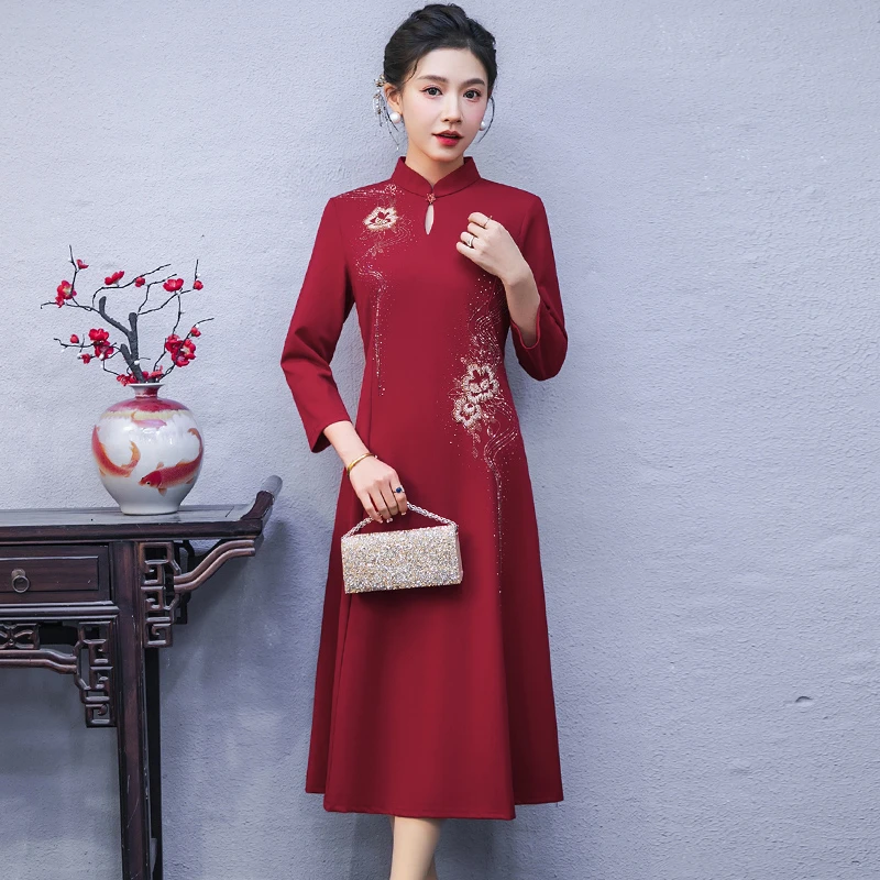 喜婆婆婚宴装改良旗袍婚礼妈妈中式礼服结婚喜喜婆婆喜妈妈婚宴装