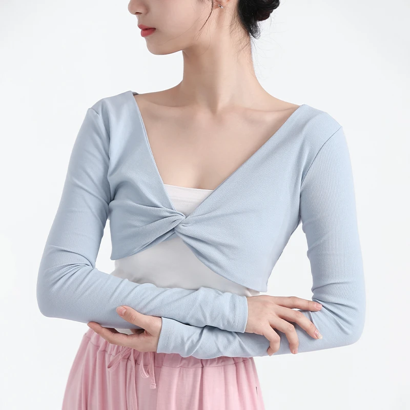 中国舞舞蹈练功服秋冬短款长袖上衣外搭成人古典舞服装芭蕾形体服