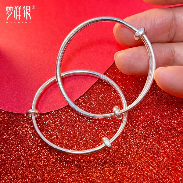 足银手镯 宝宝光面足银手镯