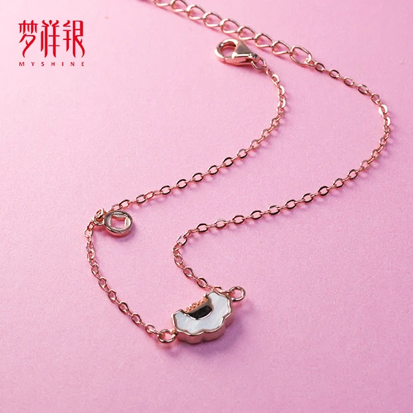 925银合成锆石手链 【梦祥银】S925平安锁手链小众设计轻奢镶嵌手链