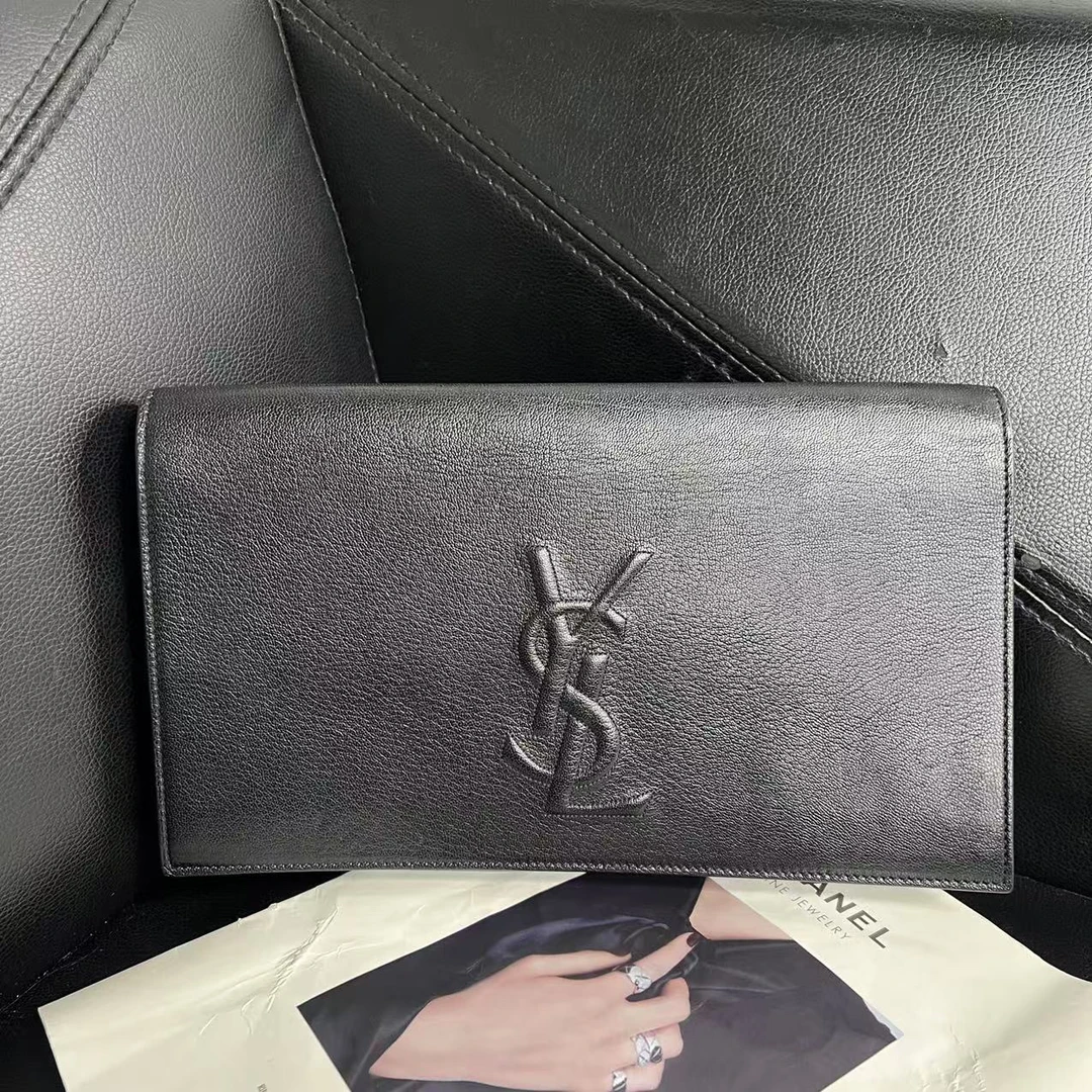 95新 YSL/圣罗兰 捐金沉珠/黑色手拿包