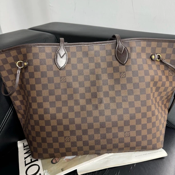 95新 LouisVuitton/路易威登 捐金沉珠/棕色棋盘格nf大号