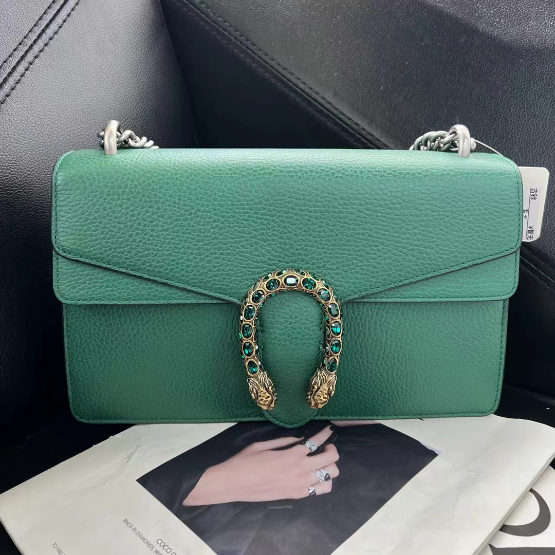 95新 GUCCI/古驰 捐金沉珠/绿色中号酒神包