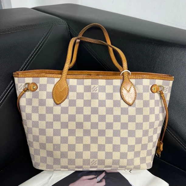 95新 LouisVuitton/路易威登 捐金沉珠/白棋盘格小号nf单肩