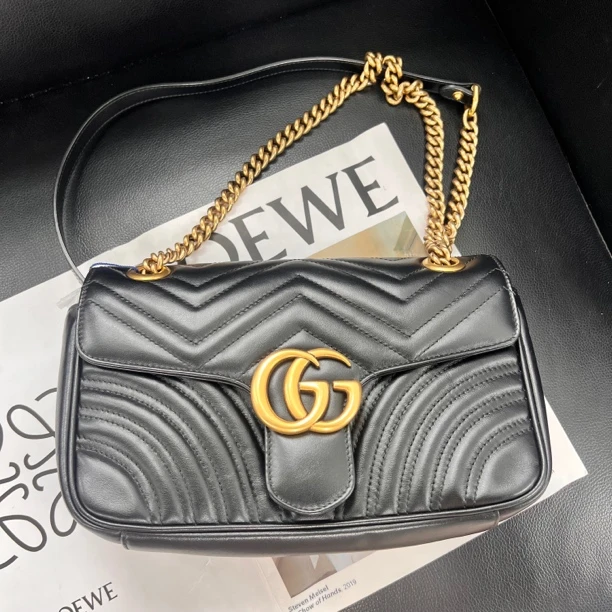 95新 GUCCI/古驰 捐金沉珠/黑金马蒙26
