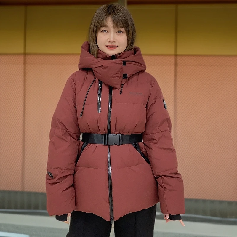 【吴姐定制】Q9188纯色简约腰带款白鸭羽绒服