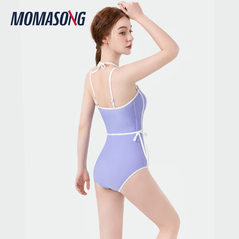 Momasong泳衣女夏连体时尚高级感遮肚显瘦保守泡温泉海边度假泳装