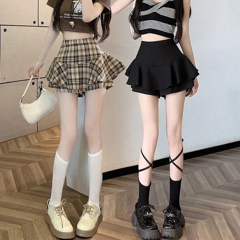 黑色jk蛋糕裙半身裙女夏季新款高腰显瘦小个子蓬蓬a字裙裤短裙子