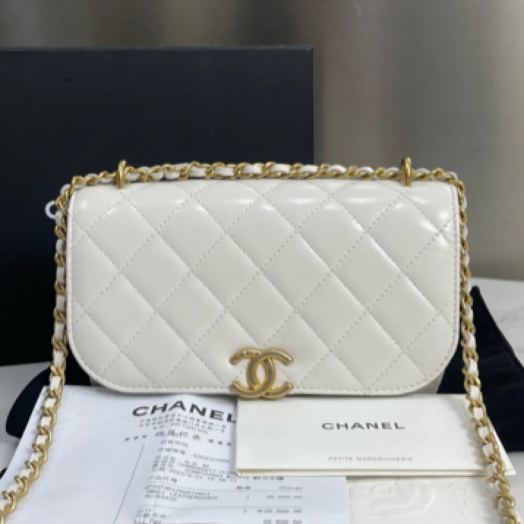 99新 Chanel/香奈儿 芯片款23a白金woc链条10969945