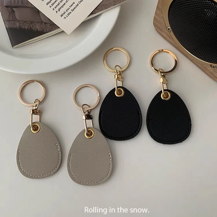 真皮水滴型门禁卡套可爱简约小巧便携创意个性电梯卡保护套钥匙扣