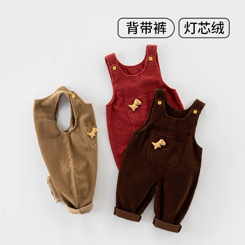 背带裤男宝宝春秋季1一3岁小童龙年连体牛仔长裤婴儿裤子秋装6024