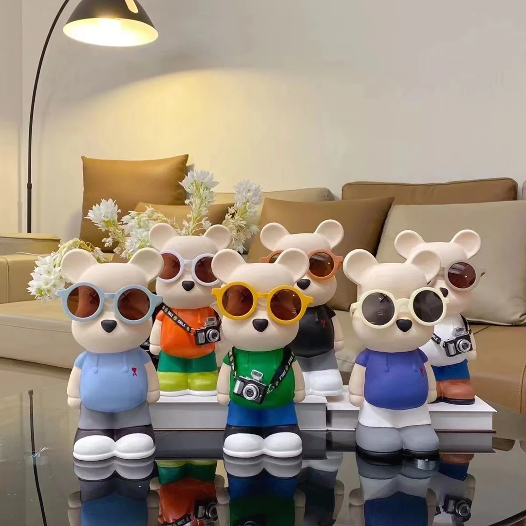 眼镜熊存钱罐电视柜玄关酒柜客厅摆件家居饰品潮玩客厅儿童房时尚