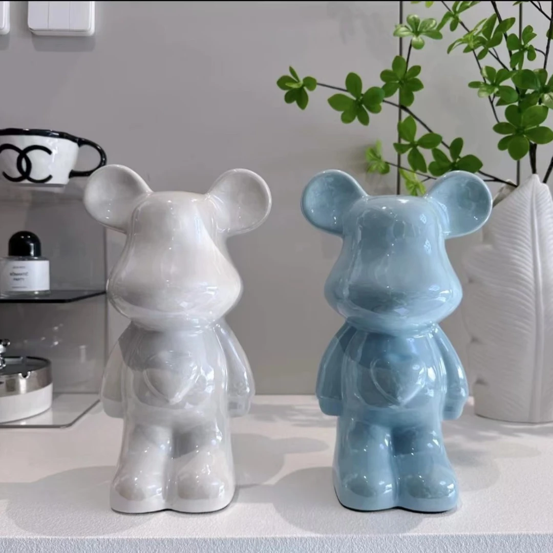 暴力熊存钱陶瓷摆件网红轻奢简约电视柜酒柜玄关家居装饰工艺品