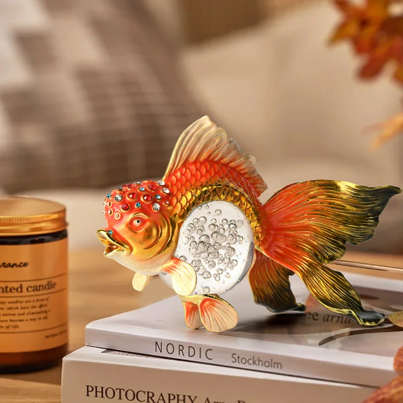 高档年年有余轻奢珐琅彩工艺品摆件家居饰品电视柜酒柜玄关玄关