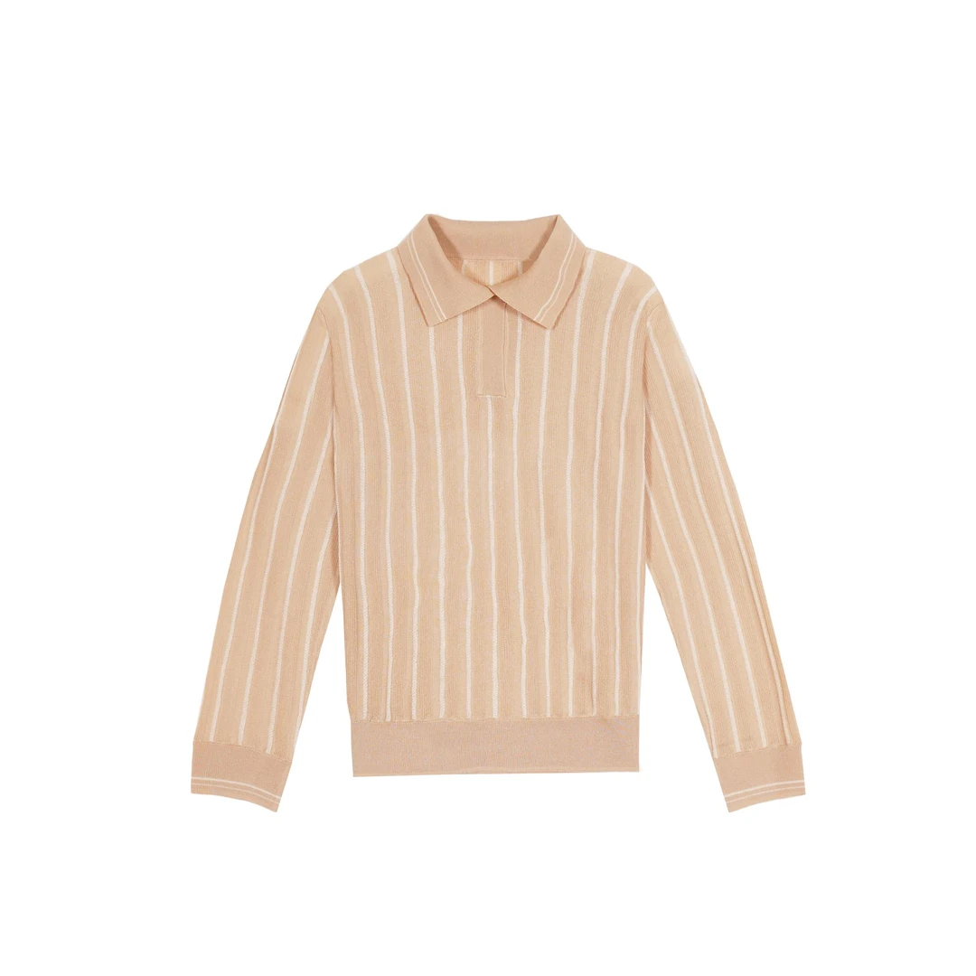 秀特【天花板丝羊绒】 高级感显瘦针织衫条纹POLO衫 YXSW23097