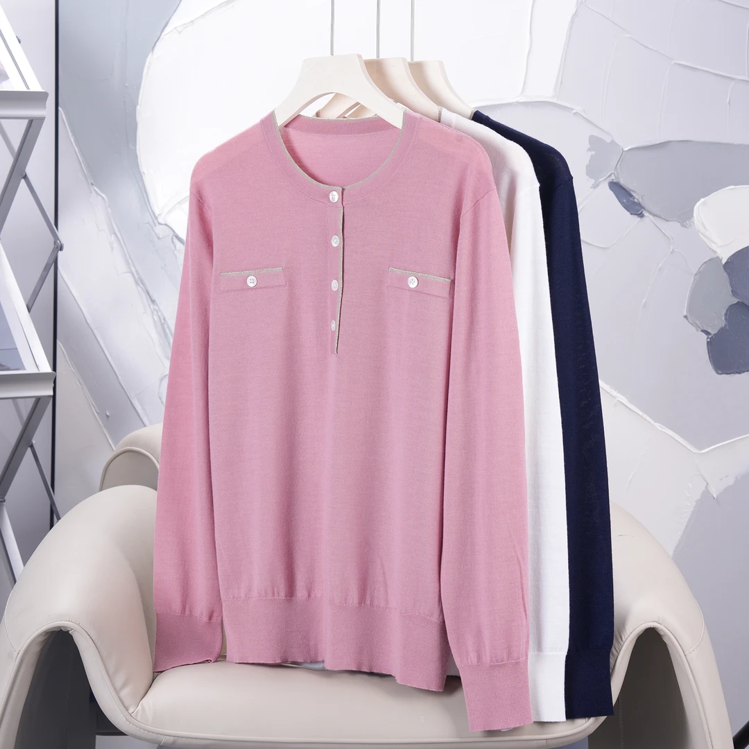 【稀甄系列】精纺羊毛高密度长袖小香风YX10W24091