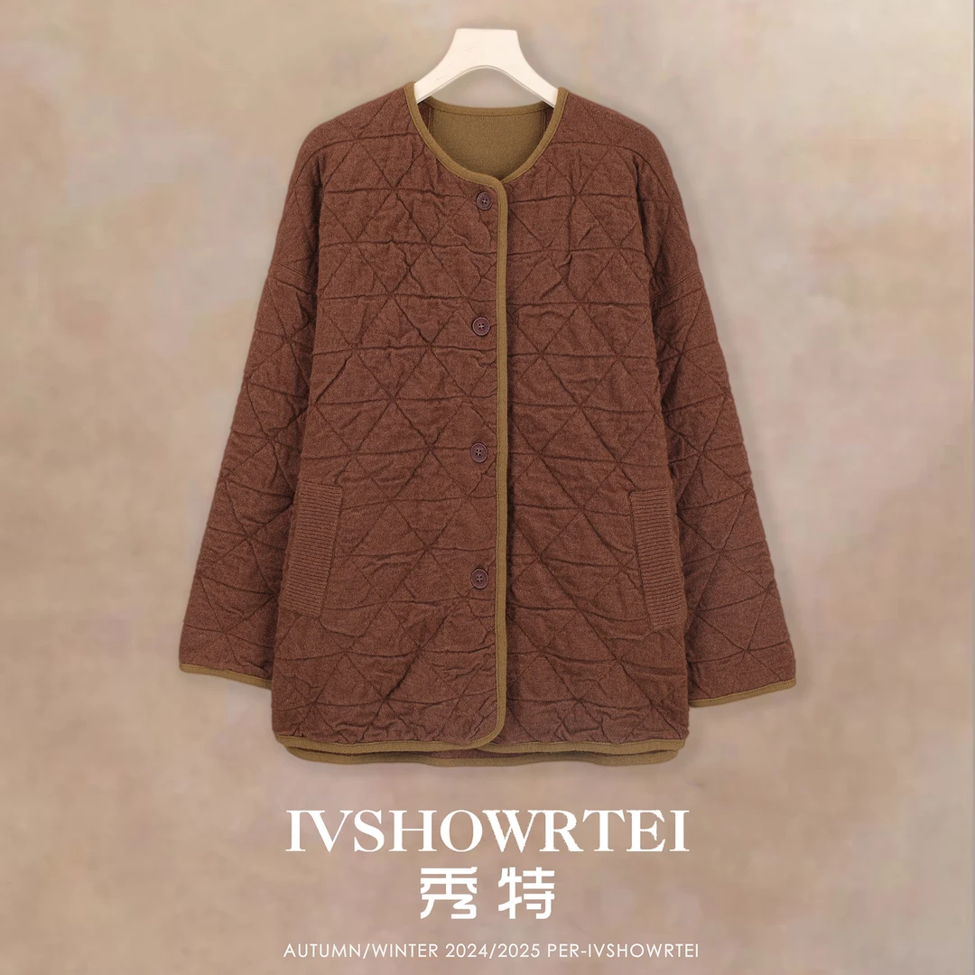 【精工细作系列】100纯山羊绒吐司加厚圆领女士开衫外套  24005