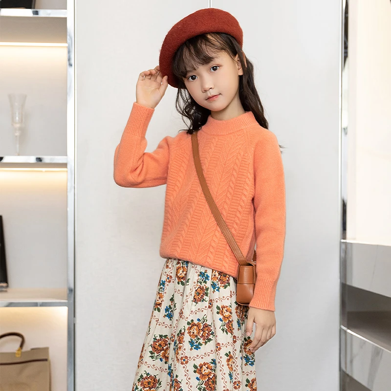 秋冬儿童半高领羊绒衫男女童插肩袖羊毛针织毛衣加厚套头打底上衣