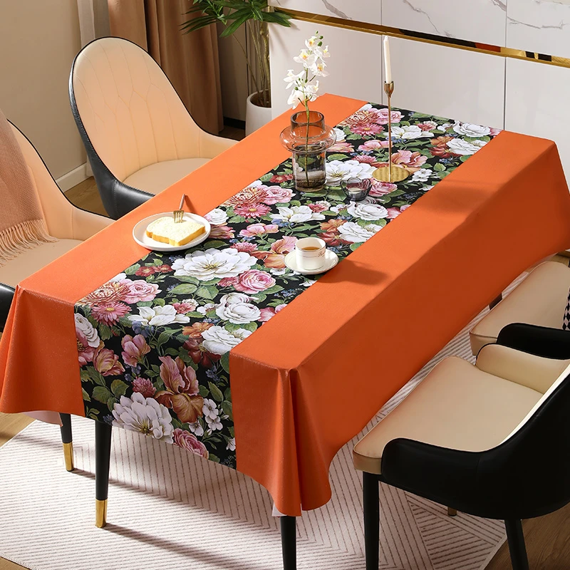 恒钻繁花似锦桌布防水防油防烫免洗家用长方形网红餐桌民族简约