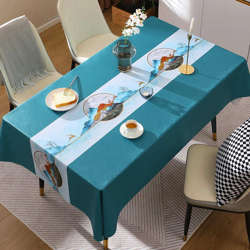 鹿鹿高升桌布防水防油免洗网红桌布高级感新中式茶几餐桌桌布