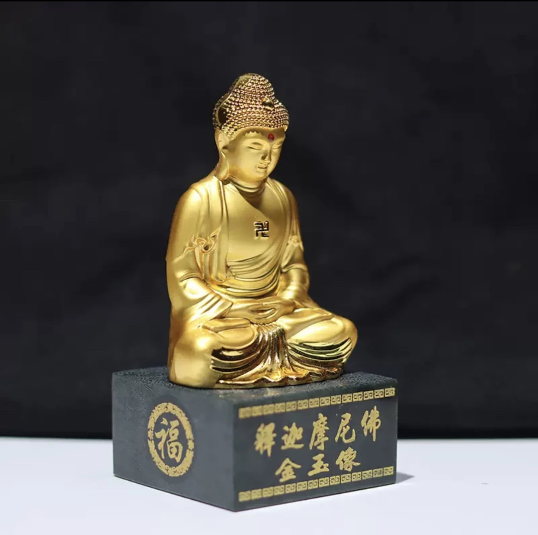 【传承】天然高端塔青和田玉满雕刻金玉像c