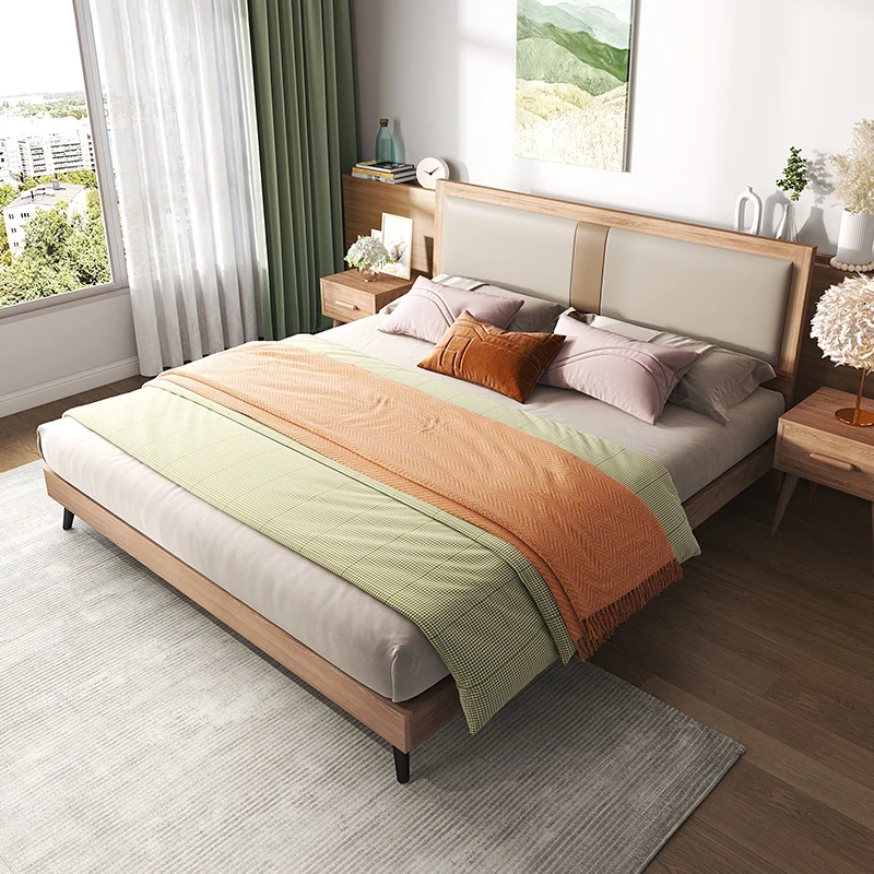 【全网下架】全友家居北欧风卧室双人床舒适欧皮软靠水曲柳板式床