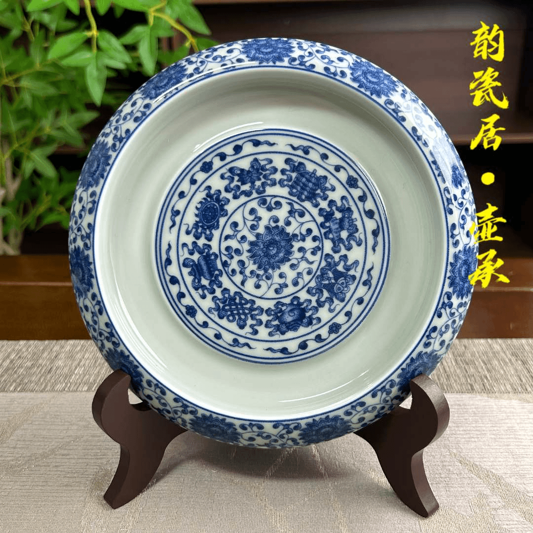 景德镇 陶瓷 青花瓷 莲托八宝 壶承 干泡台 八宝 缠枝 仿古泥