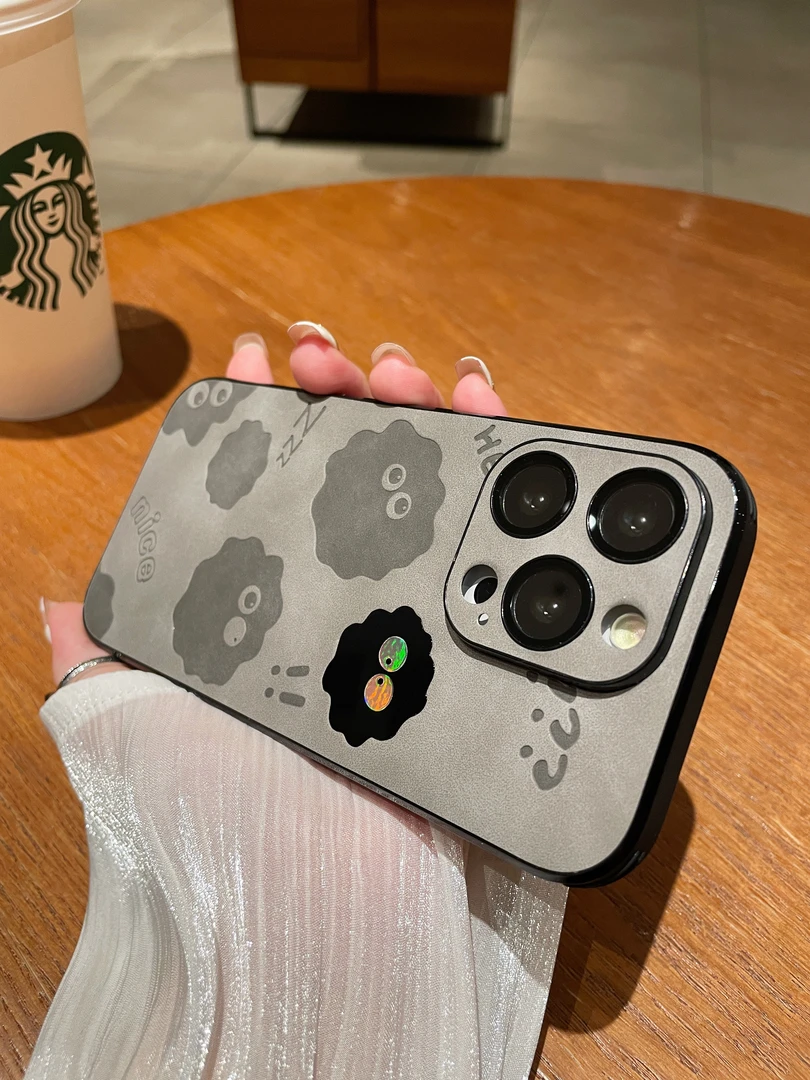 自带镜头膜煤球适用苹果12/13/14手机壳iPhone16promax新款15可爱