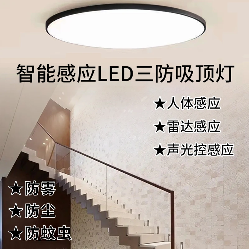 智能入户人体感应吸顶灯过道楼梯雷达感应灯声光控楼道灯人来灯亮